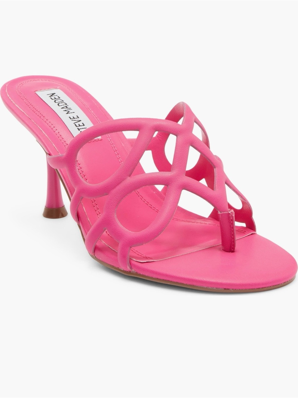 NIB-Steve Madden Caz Geometric Latticework Slip-On Sandal Kitten Heels Pink 7.5M